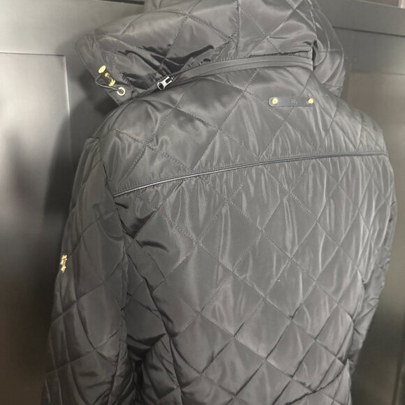 Lauren Ralph Lauren Quilted Black Hooded Coat (Size L) - Picture 5 of 10